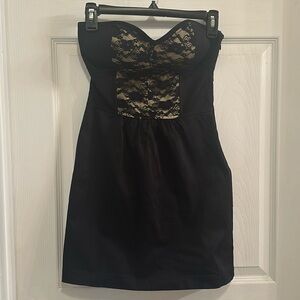 G by Guess Black Lace Strapless Mini Dress size S, excellent condition